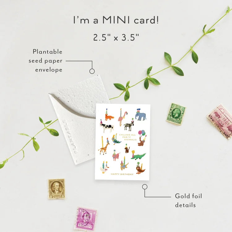 Animal Party Mini Greeting Card