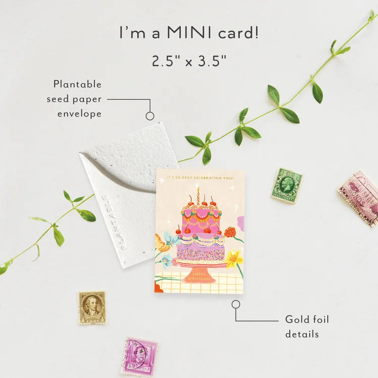 Cherry Cake Mini Greeting Card