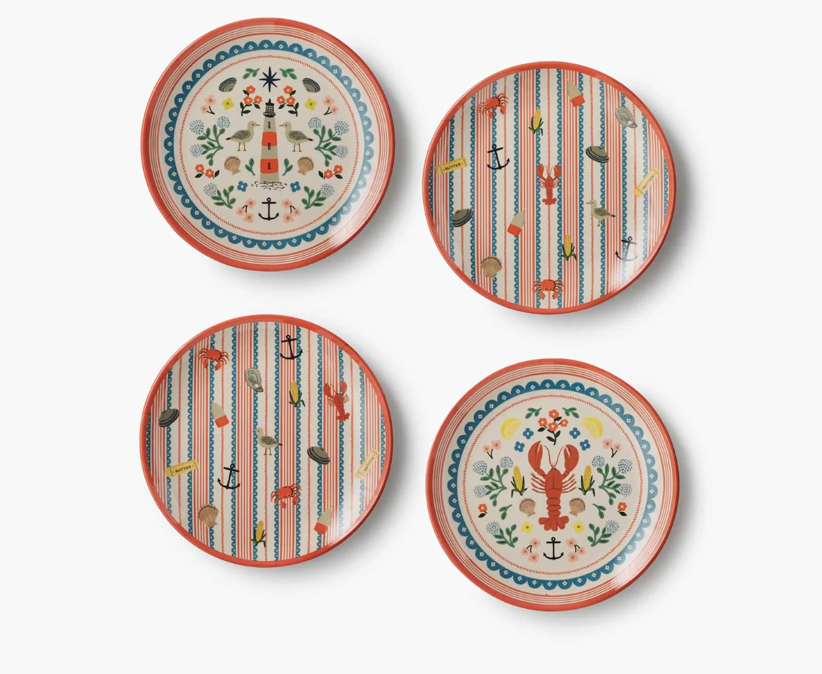 Seaside Melamine Dessert Plate Set
