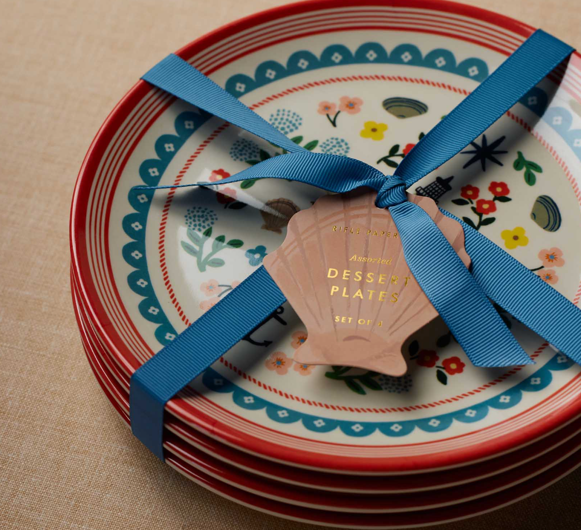 Seaside Melamine Dessert Plate Set