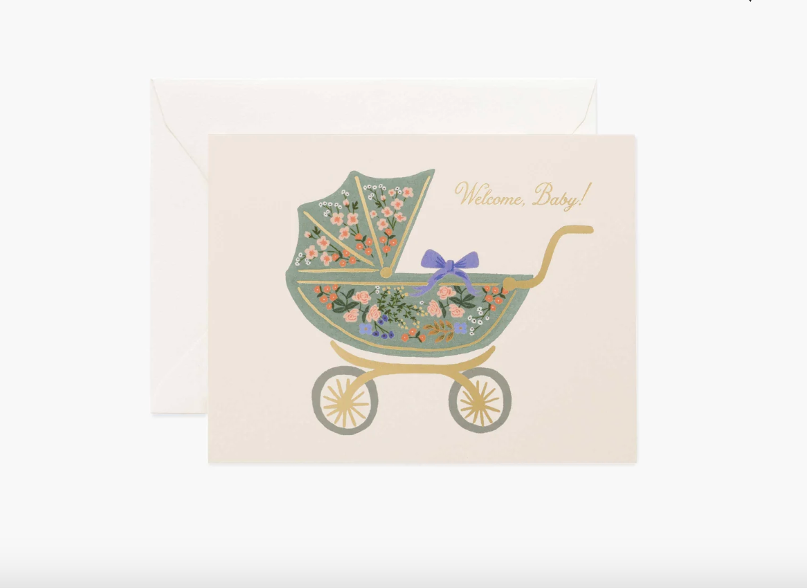 Floral Pram Baby Card