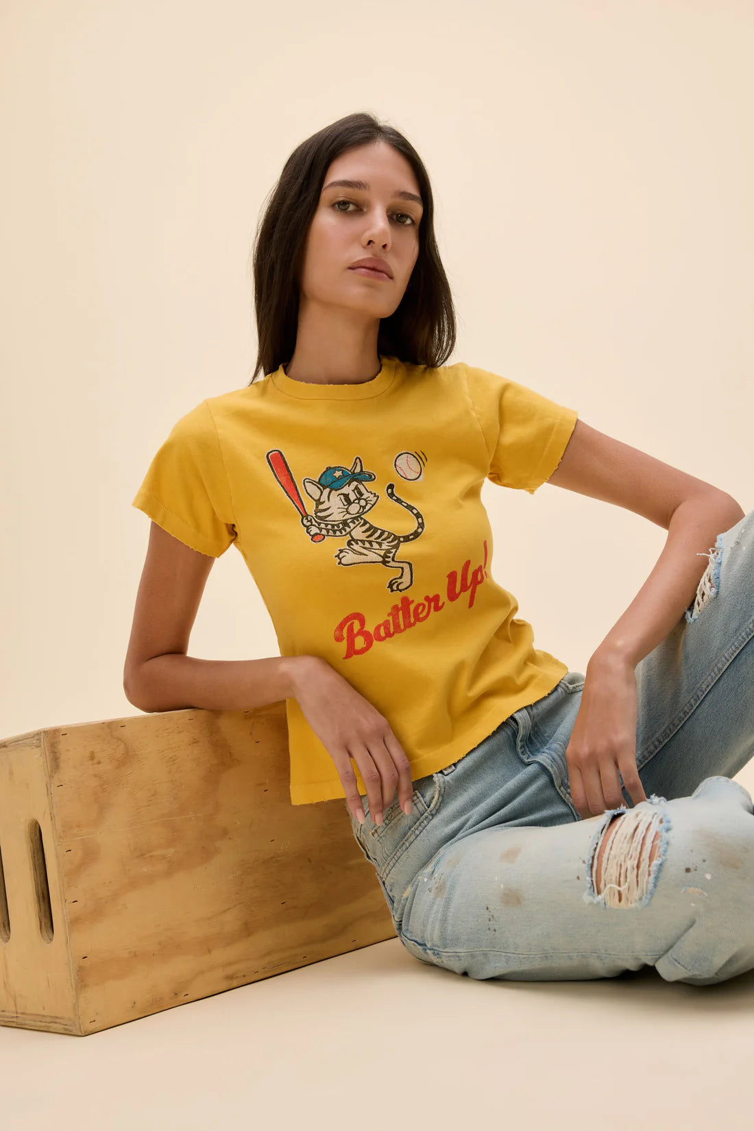 Batter Up Kitty Vintage Tee