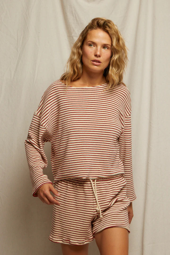 cami loop terry stripe long sleeve