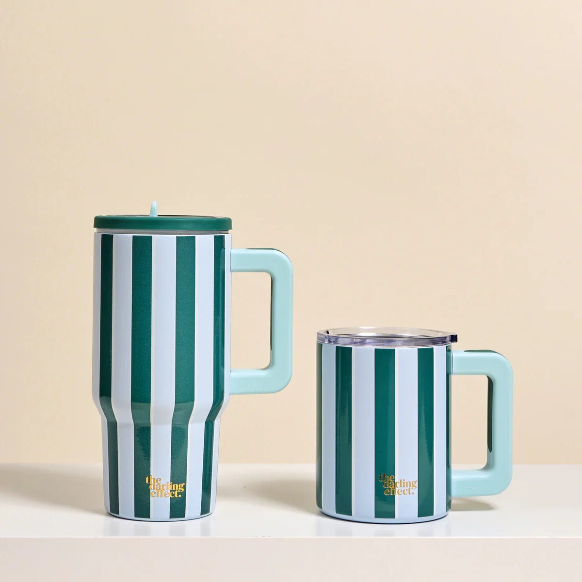 14 oz Insulated Mug-Sicily Stripes Teal