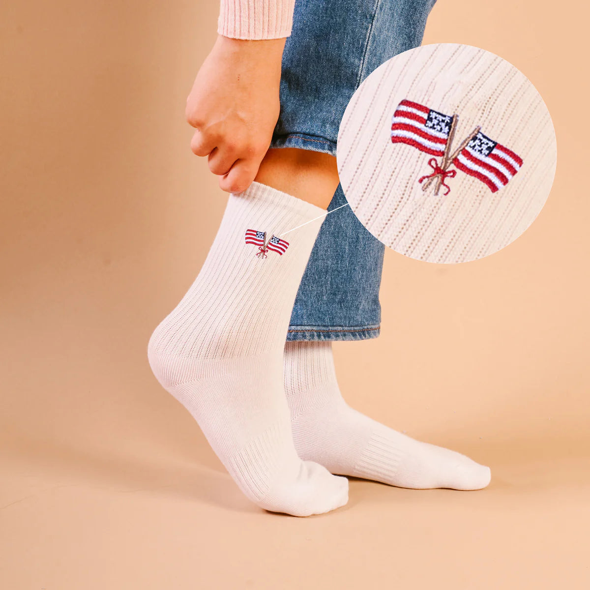 Embroidered Crew Socks