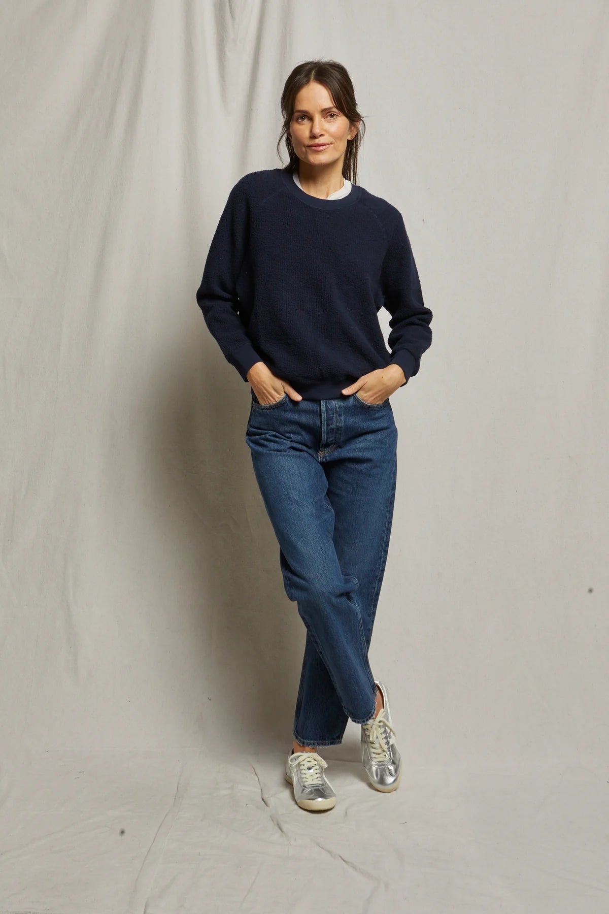 Ziggy, inside out cotton fleece shrunken crew