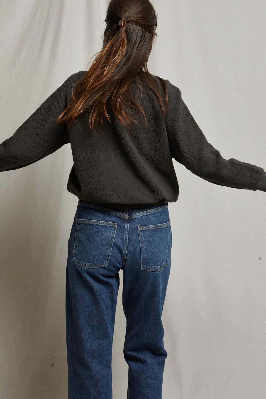 Ziggy, inside out cotton fleece shrunken crew