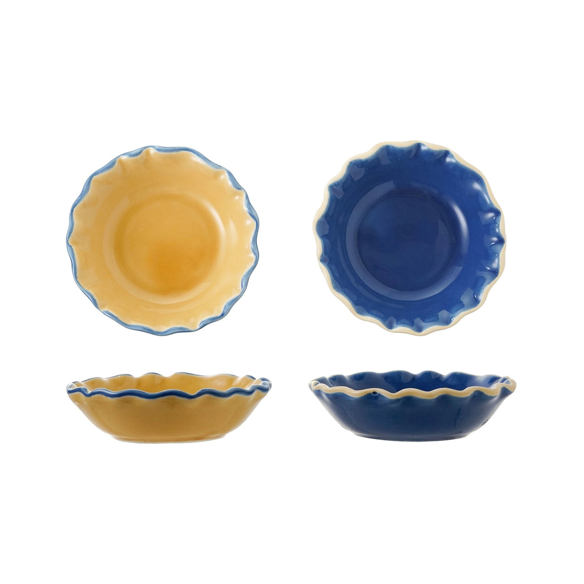 Stoneware Ruffled Dish W Colored Edge