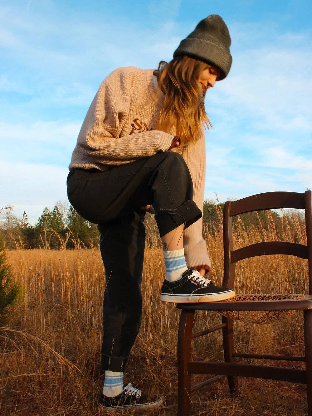 Blue crew stripe socks