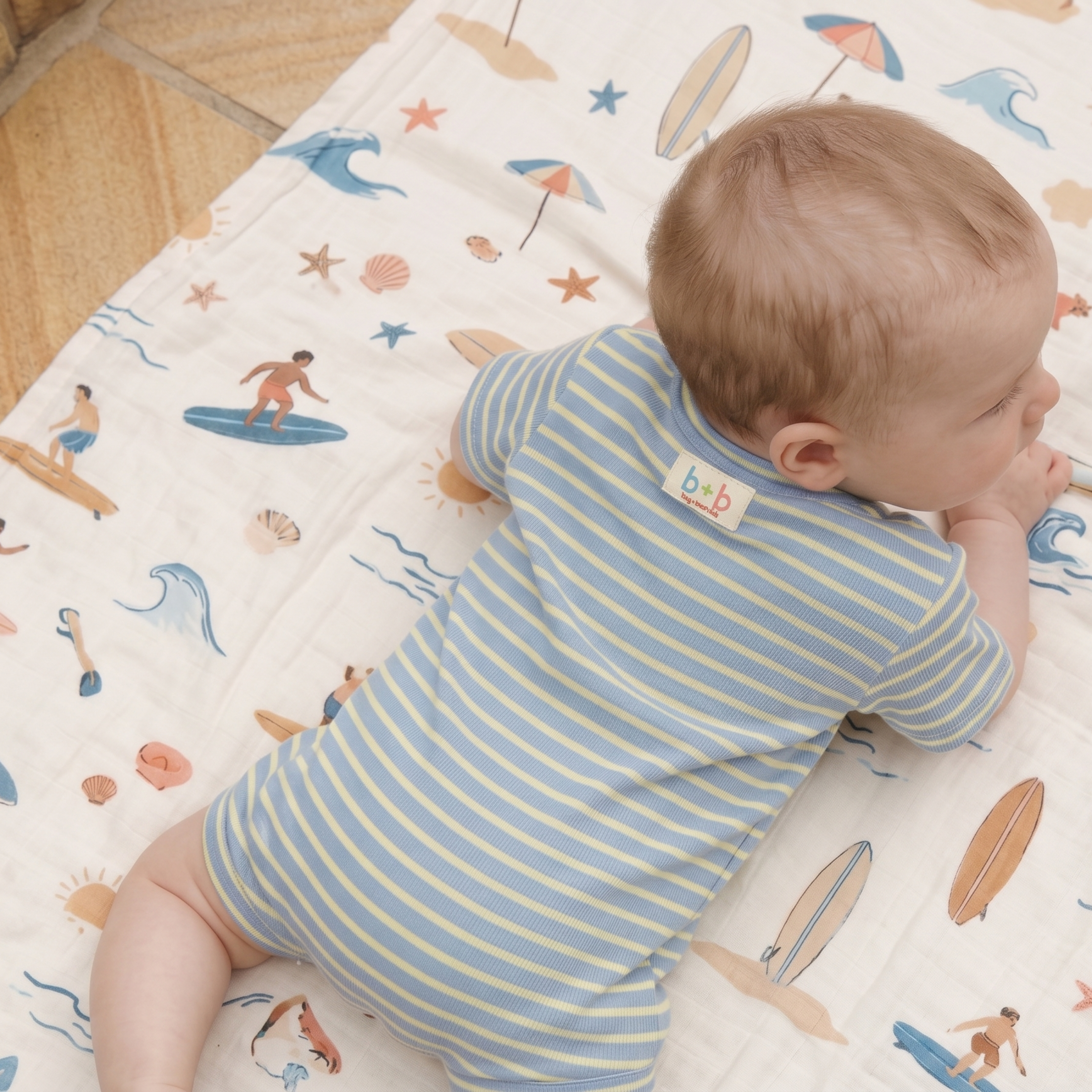Striped Ribbed Organic Cotton Baby Romper