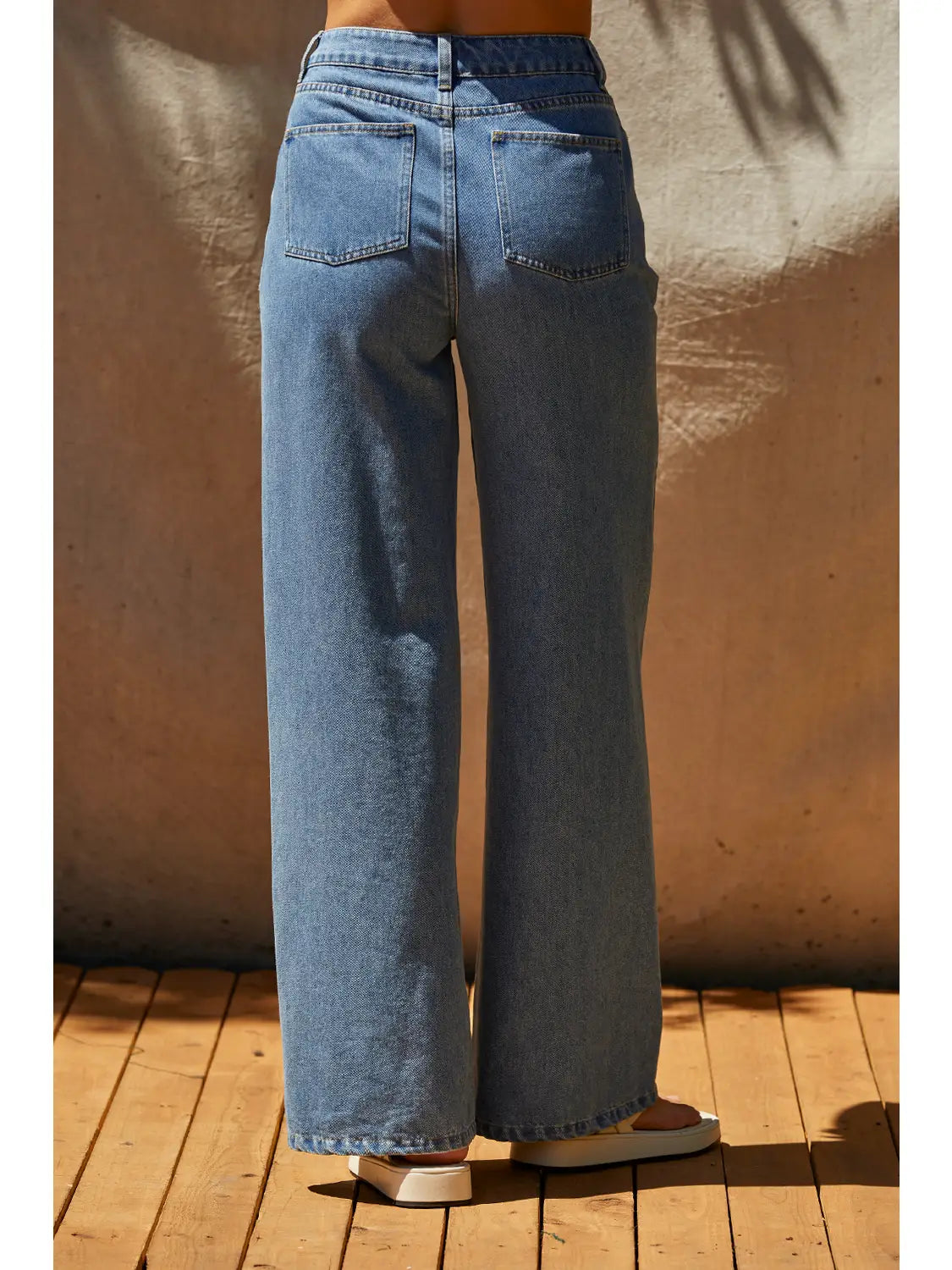Victoria Seamed Wide Leg Denim Pants