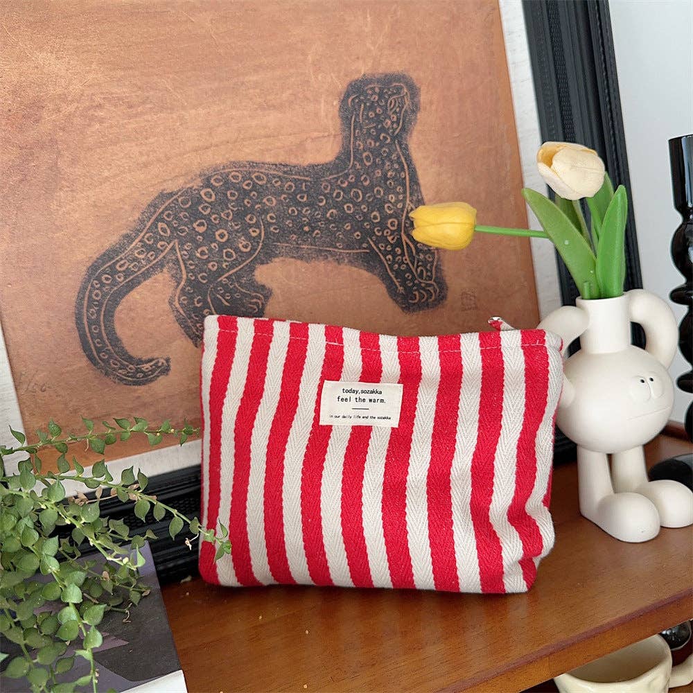 Canvas Striped Makeup Bag