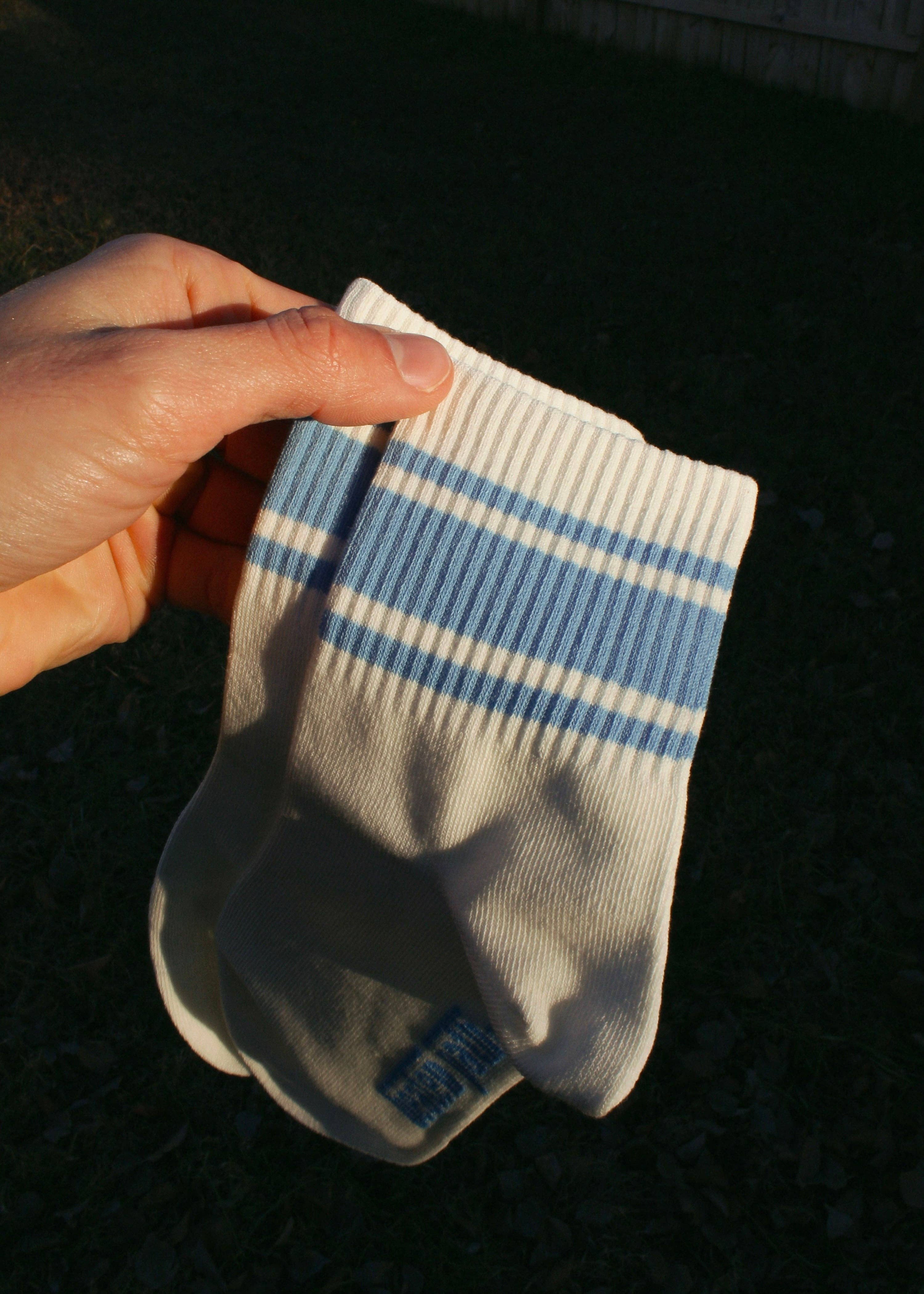 Blue crew stripe socks