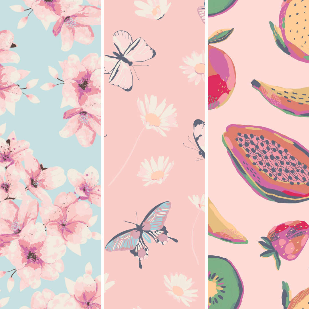 Girl's Underwear 3-Pack - Cherry Blossoms/Butterfly Daisy Pink/Tropical Fruits