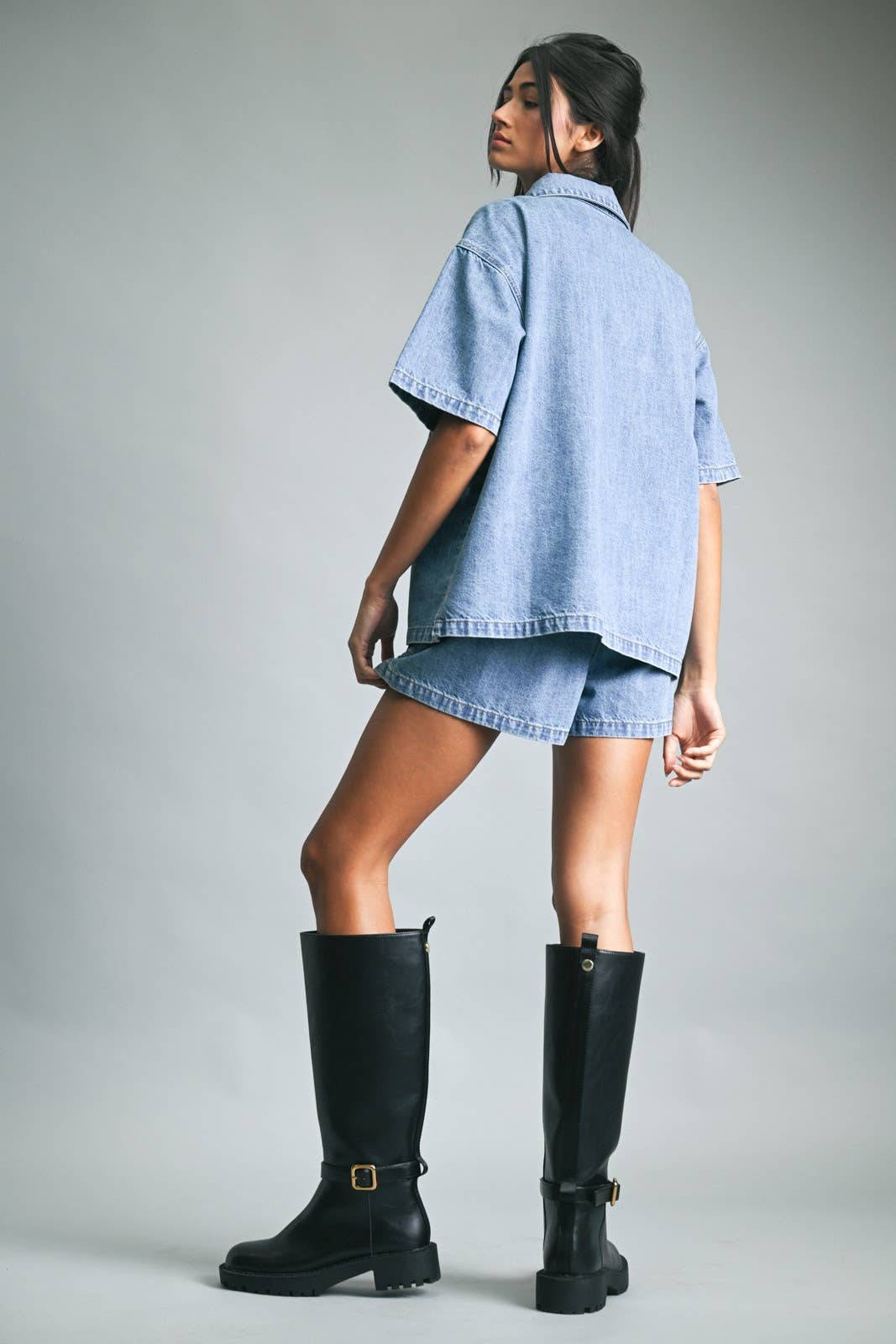 Button-up denim shirt