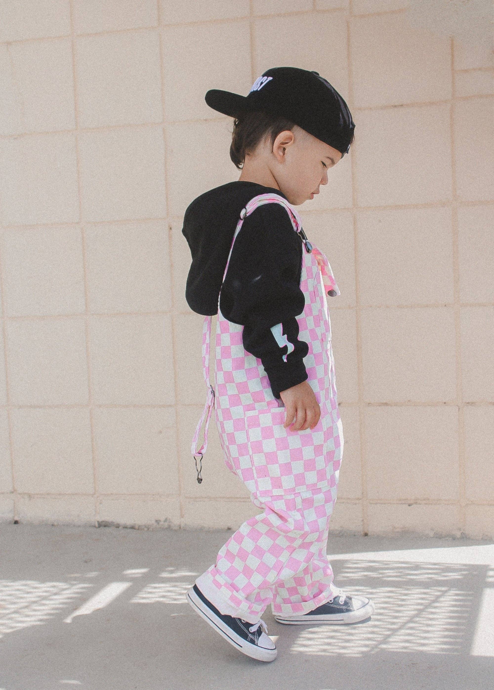 Pink Checkered Overalls