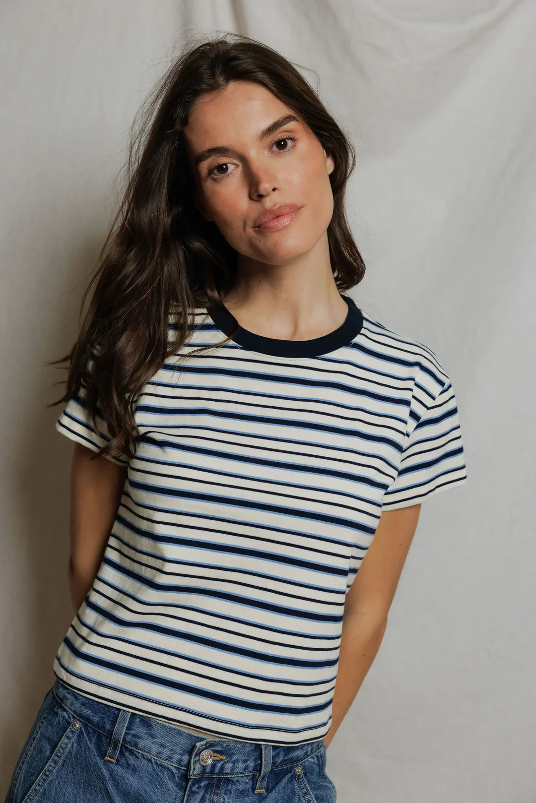 Dawn, ringer stripe tee