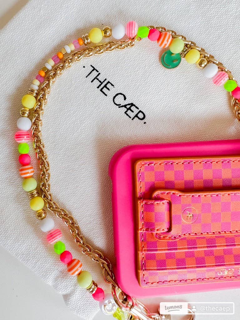 pink/orange Checkered Hoop Wallet, RFID