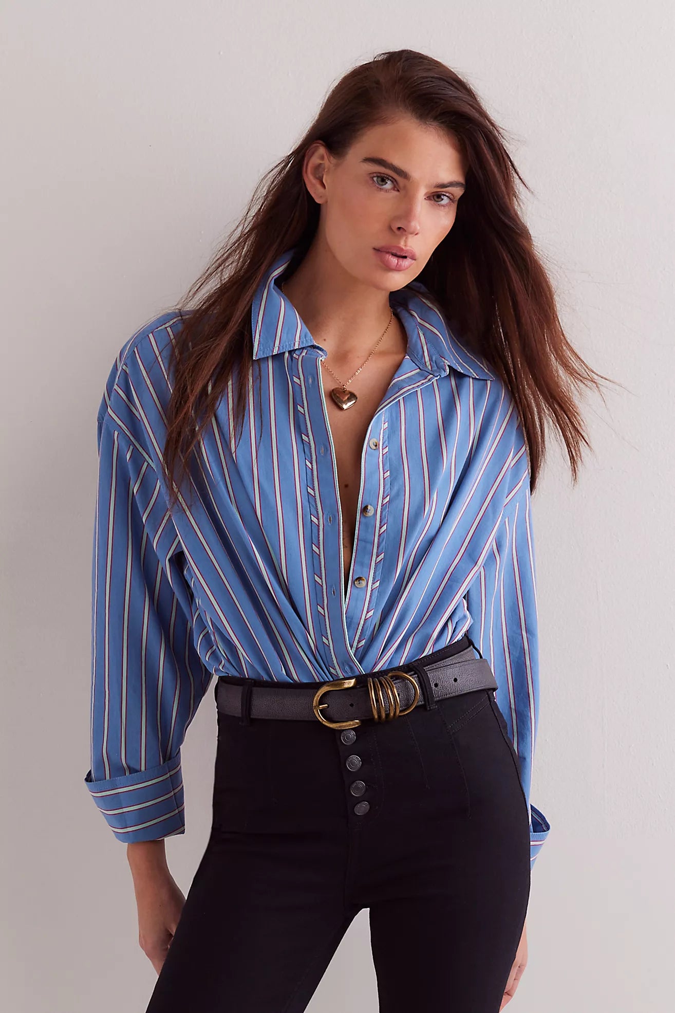 Striped Varsity Shirt, Blue Combo