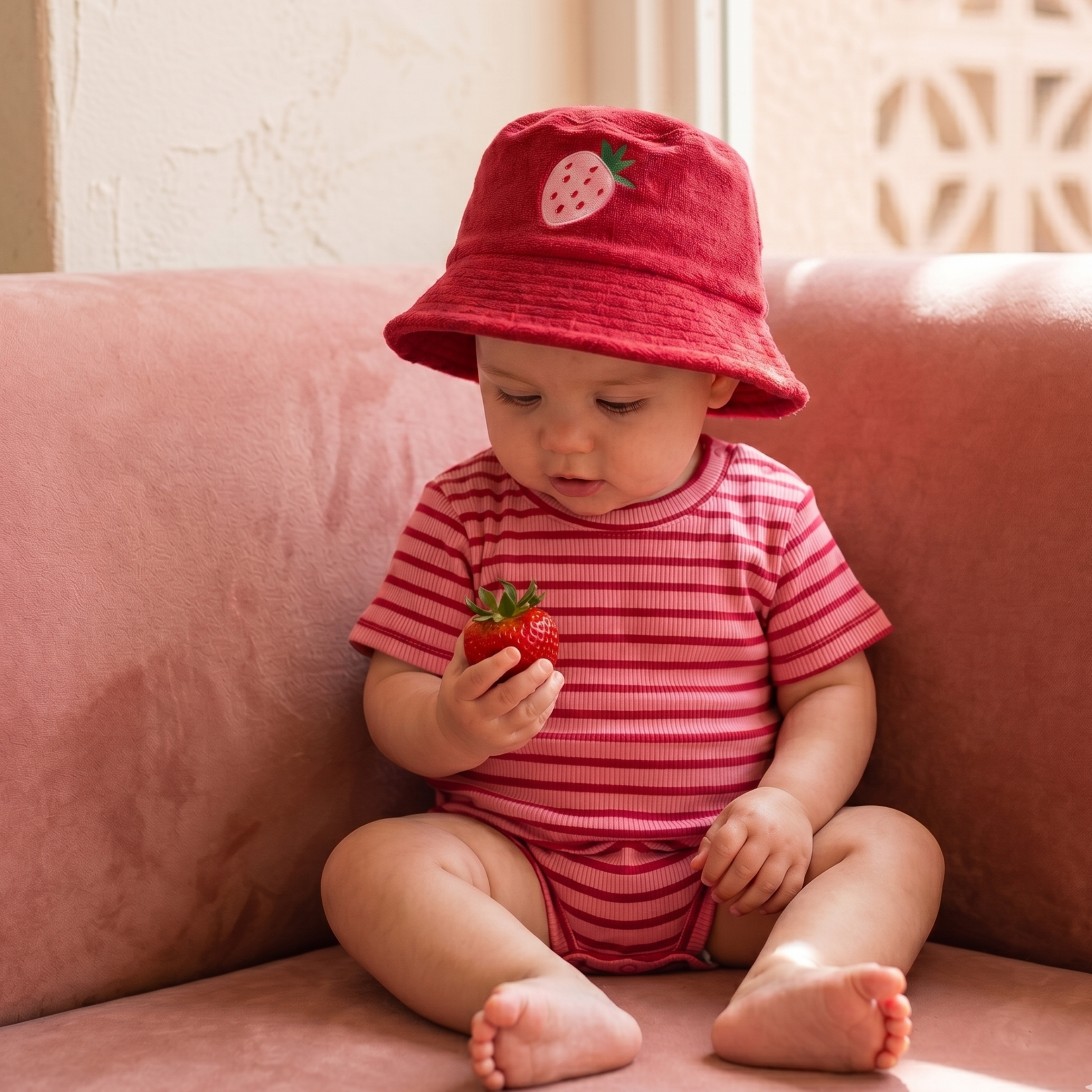 Striped Ribbed Organic Cotton Baby Romper
