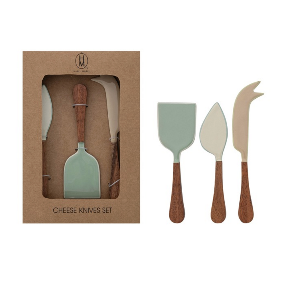 Enameled Stainless Steel Cheese Knives set of 3