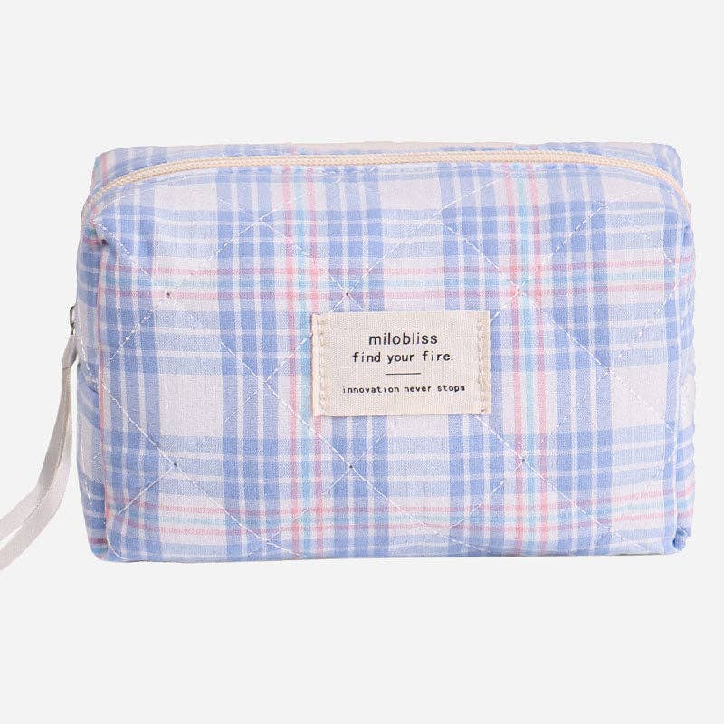 Plaid Makeup Bag, top handle