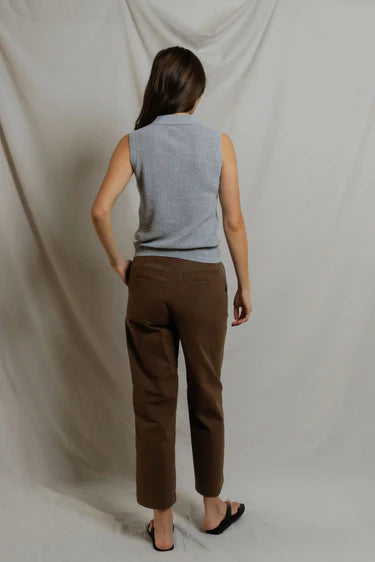 Fran, pointelle sleeveless polo