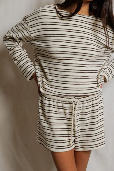 Keri Stripe, loop terry long sleeve stripe tee