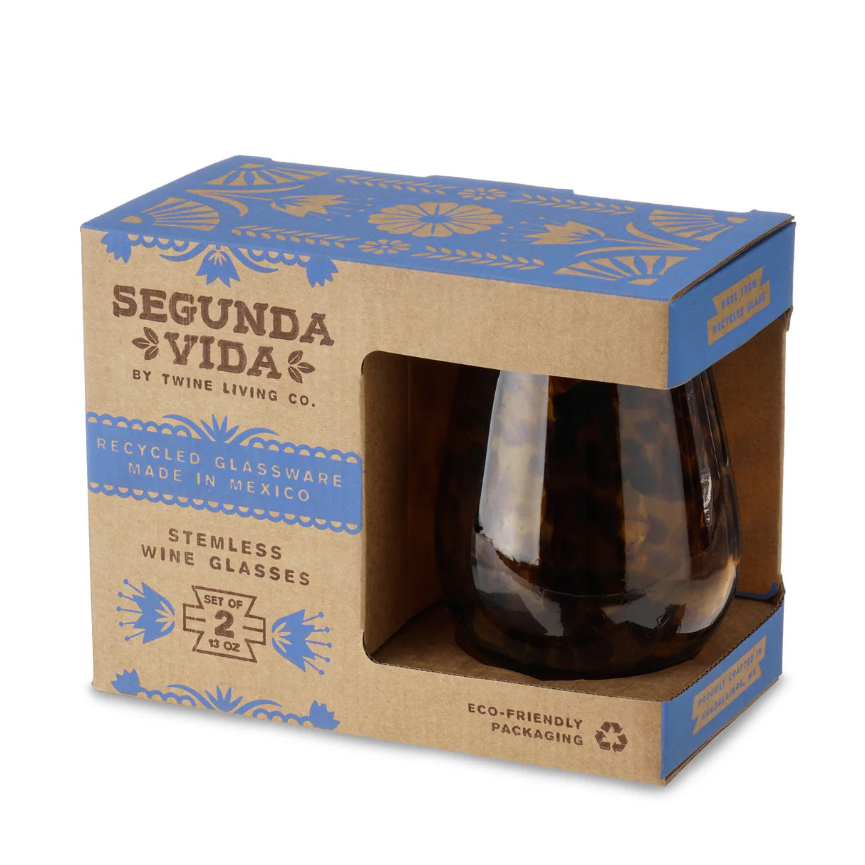 Recycled Stemless Wine Glasses, Set of 2