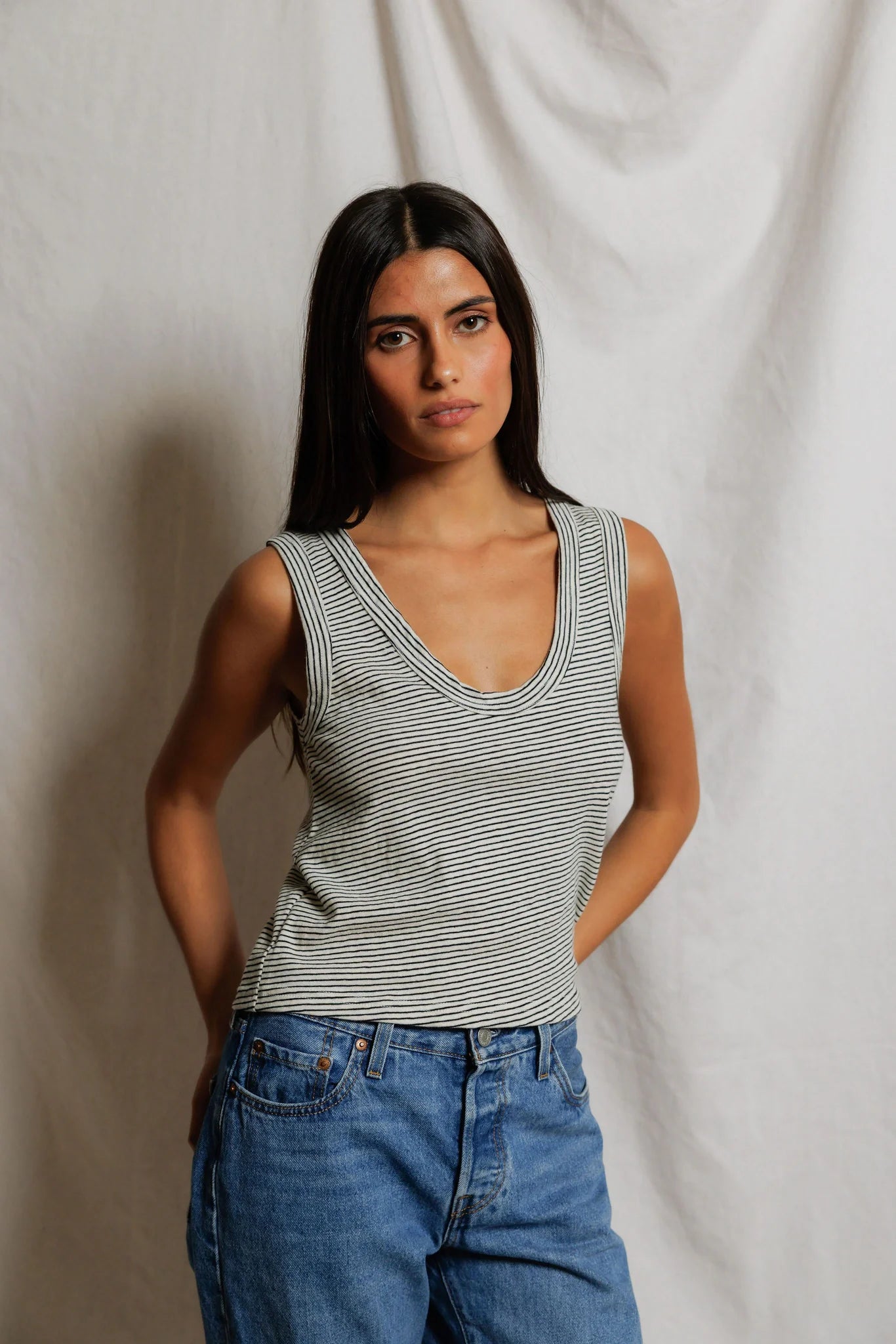 Vicky Stripe, hemp cotton stripe tank top