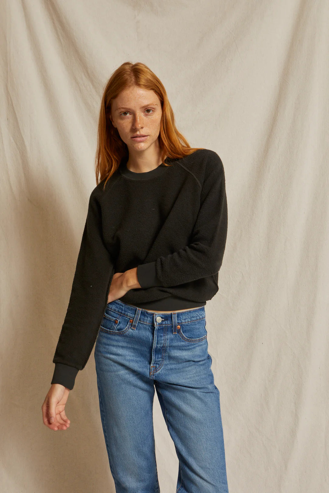 Ziggy, inside out cotton fleece shrunken crew