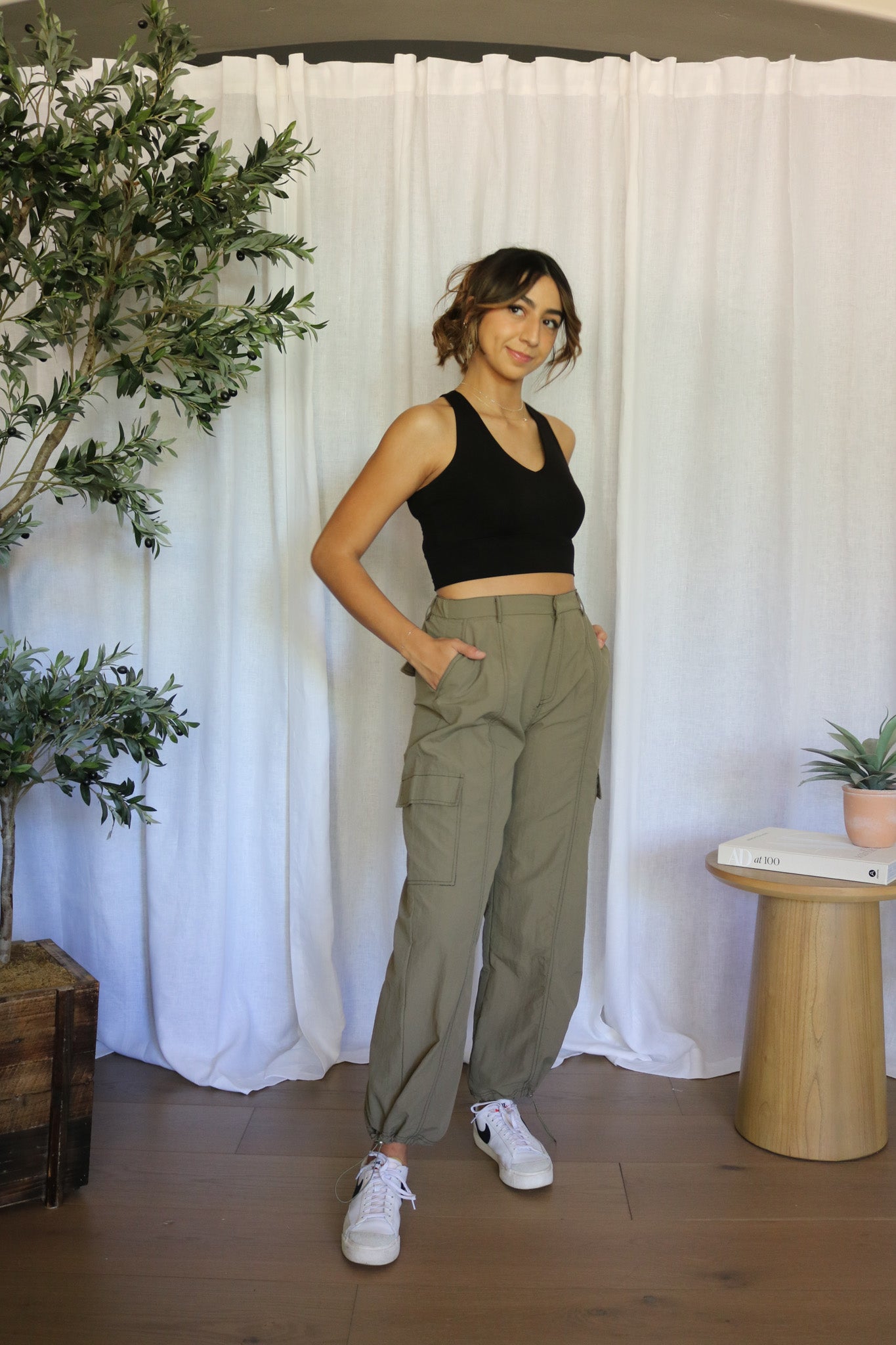 Black V-Neck Crop Top