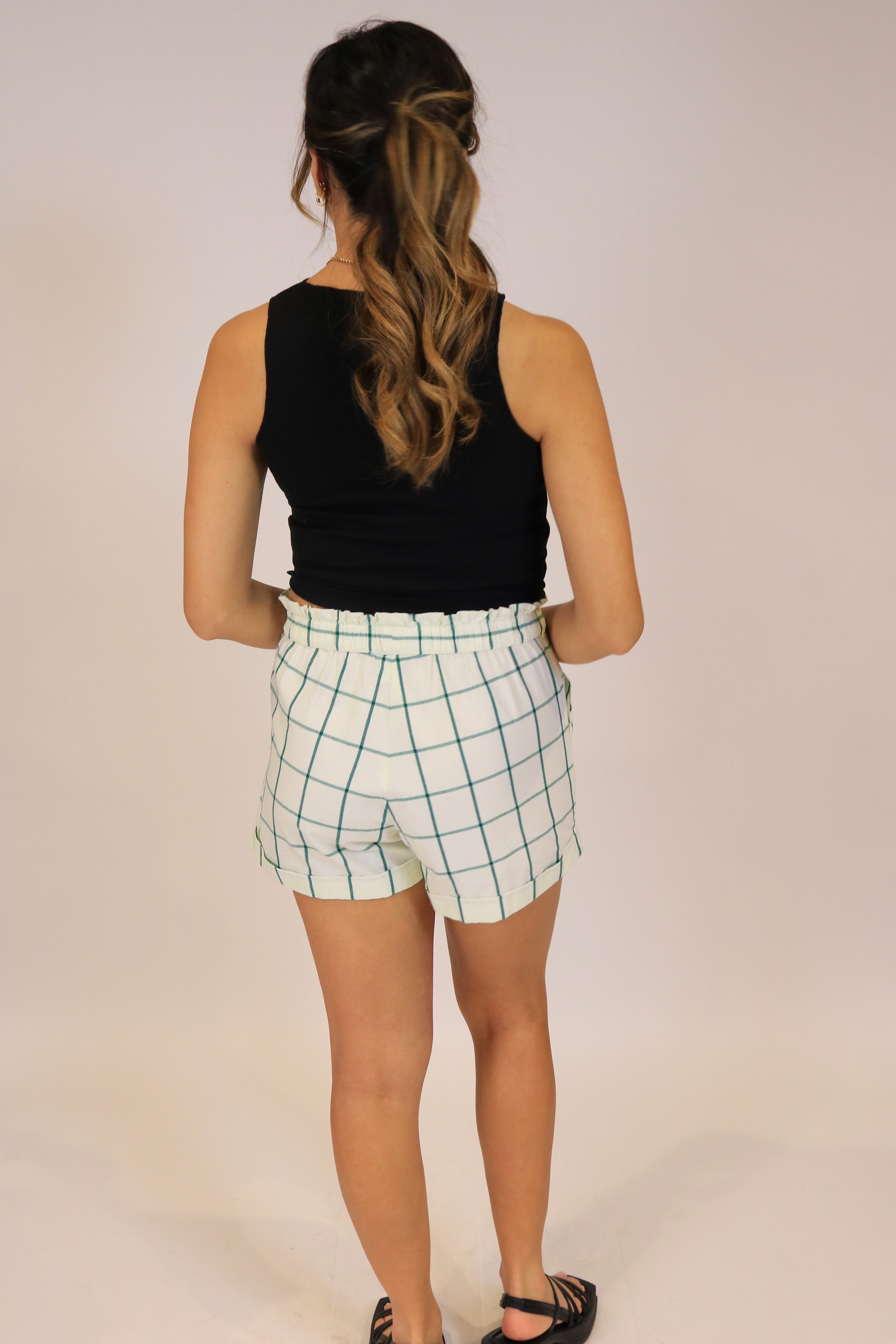 Stone Plaid Belle Shorts